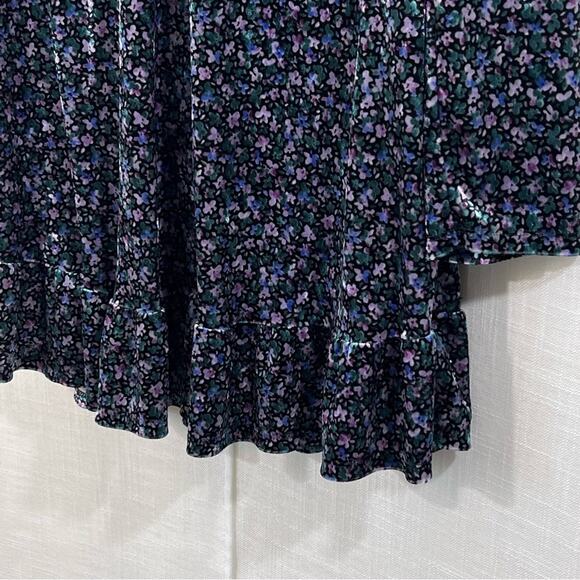 Wild Fable Velvet Floral Long Sleeve Puff Shoulder Boho Dress Size L - Picture 6 of 15